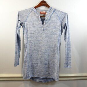 Simms Shirt Women's Blue Long Sleeve 1/4 Button Henley Hooded Fishing Size XS